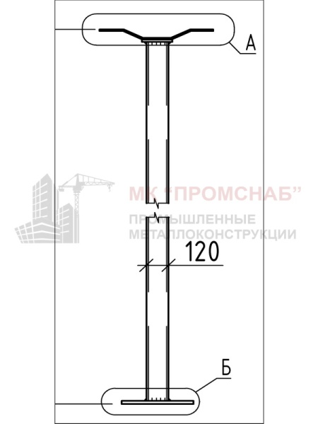 Стойка фахверковая (Ст3)5570/120х120х6,0/пл.260х160х12/160х160х8,0/430х70х6,0