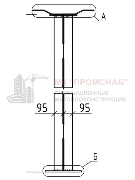 Стойка фахверковая (Ст3)5570/2Ш27/пл.300х300х12/300х230х8,0/540х70х6,0