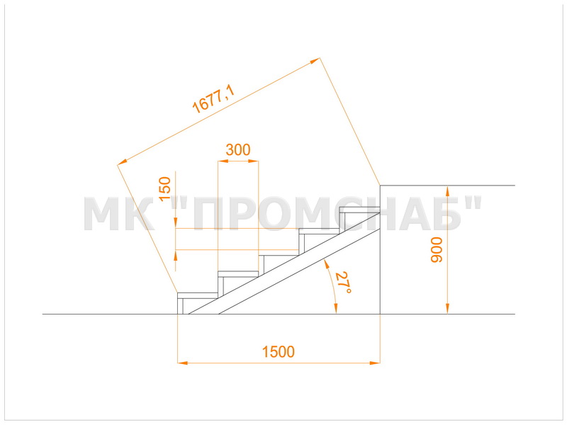 ЛМК(Ст3)27°/900/1500/1000/2 кос.100х50х3,0/ст.У40х4,0/ПВЛ306