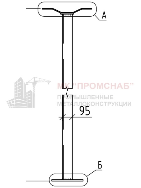 Стойка фахверковая (Ст3)4780/Ш27/пл.300х260х12/300х120х8,0/430х70х6,0