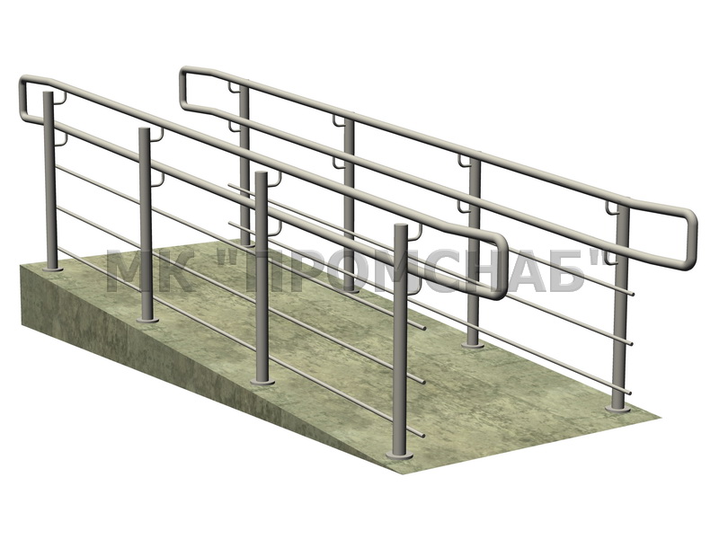 Огр. пандуса(Ст3) 900/900/2 поручня 38х1,5/стойка 51х1,5/3 ригеля 16х1,5